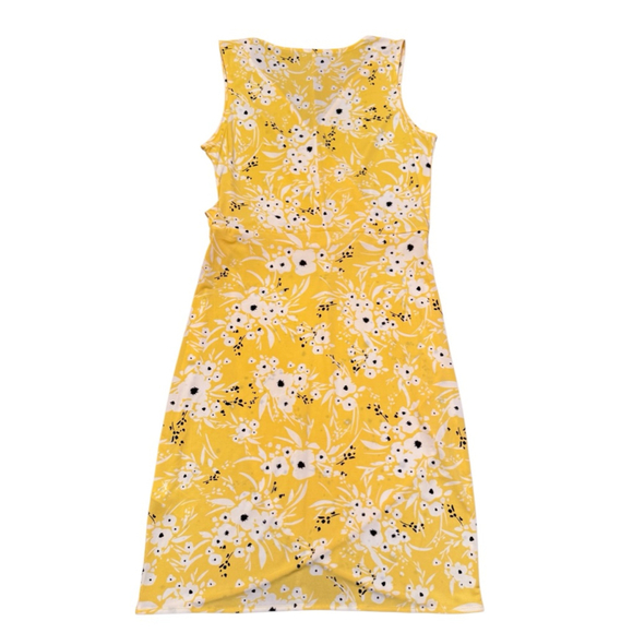 Women's Banana Republic Factory Yellow Floral Sleeveless Wrap Dress S - Picture 3 of 8